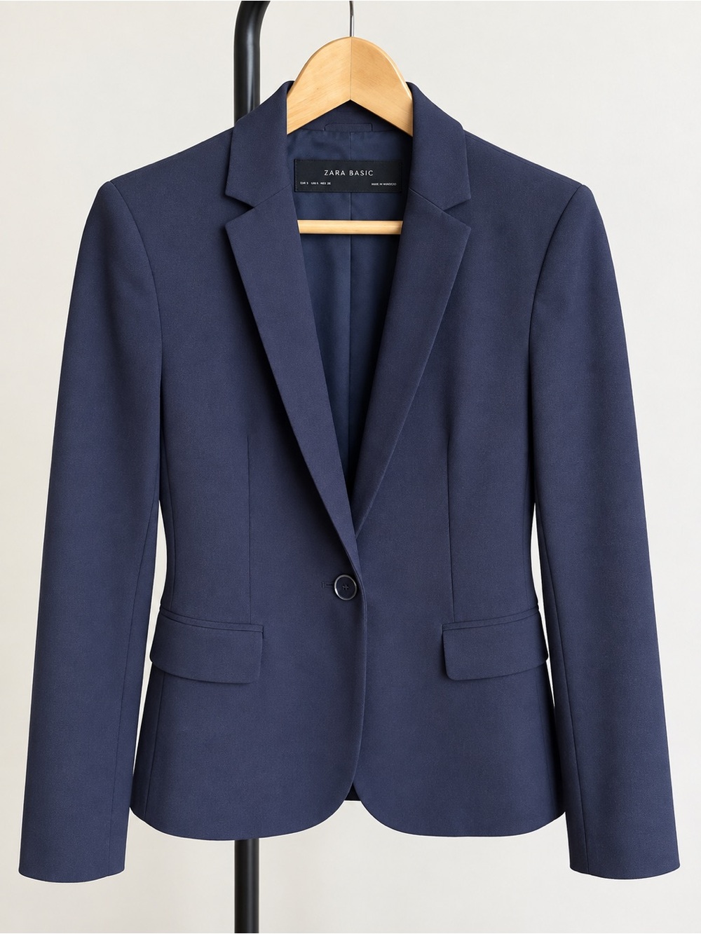 Zara Basic Navy Blue Tailored Fitted Blazer Jacket Size M